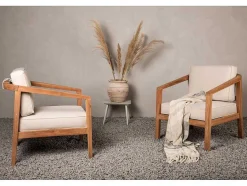 Vente-unique Tuindecoratie-Cushio Tuinkussen Voor Stoel Roomkleurig.