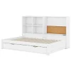 ModernLuxe Bed Met Slaaplade-Dagbed Met Onderschuifbed - 90X200Cm - Met Tekentafel En Opbergvakken - Wit