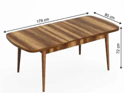 EPIKASA Eettafel-Dalila Tafel, Walnoot, 178X80X72 Cm,