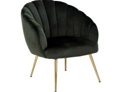 Vente-unique Fauteuil Met Holle Rugleuning-Dano Fauteuil Lounge Fauteuil Groen, Messing.