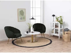Vente-unique Fauteuil Met Holle Rugleuning-Dano Fauteuil Lounge Fauteuil Groen, Messing.