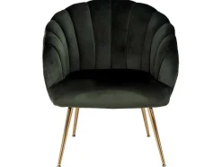 Vente-unique Fauteuil Met Holle Rugleuning-Dano Fauteuil Lounge Fauteuil Groen, Messing.