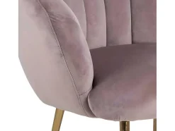 Vente-unique Fauteuil Met Holle Rugleuning-Dany Fauteuil Loungestoel Oudroze, Messingkleurig.