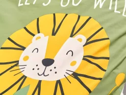 OZAIA Beddengoed-Dekbedovertrek Voor Kinderen Van Katoen 57 Draden /Cm - Dekbedhoes 140 X 200 Cm + 1 Kussensloop 63 X 63 Cm - Junglemotief - Junglia