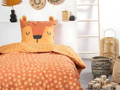 OZAIA Beddengoed-Dekbedovertrek Voor Kinderen Van Katoen 57 Draden /Cm - Dekbedhoes 140 X 200 Cm + 1 Kussensloop 63 X 63 Cm - Bruin - Mokasio