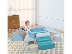 Vente-unique Spel Voor Binnen-9-Delige Bouwstenen Voor Hardlopen En Klimmen. Bouwstenen Voor Kinderen. Trappen, Glijbaan En Ballenbad Voor Kleuters En Baby'S, Zachte, Kleurrijke Bouwstenen. Zonder Bal.
