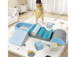Vente-unique Spel Voor Binnen-9-Delige Bouwstenen Voor Hardlopen En Klimmen. Bouwstenen Voor Kinderen. Trappen, Glijbaan En Ballenbad Voor Kleuters En Baby'S, Zachte, Kleurrijke Bouwstenen. Zonder Bal.