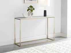 PASCAL MORABITO Sidetable-Design Sidetable Aretha - Marmer En Metaal - Wit En Goudkleurig - Van