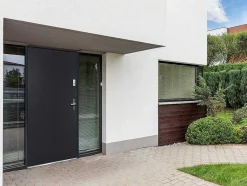 Vente-unique Voordeur-Deur Van Staal H.207 X B.100 Cm Antraciet - Rechts Duwen - Agueda