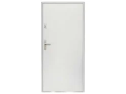 Vente-unique Voordeur-Deur Van Staal H.207 X B.100 Cm Wit - Links Duwen - Agueda