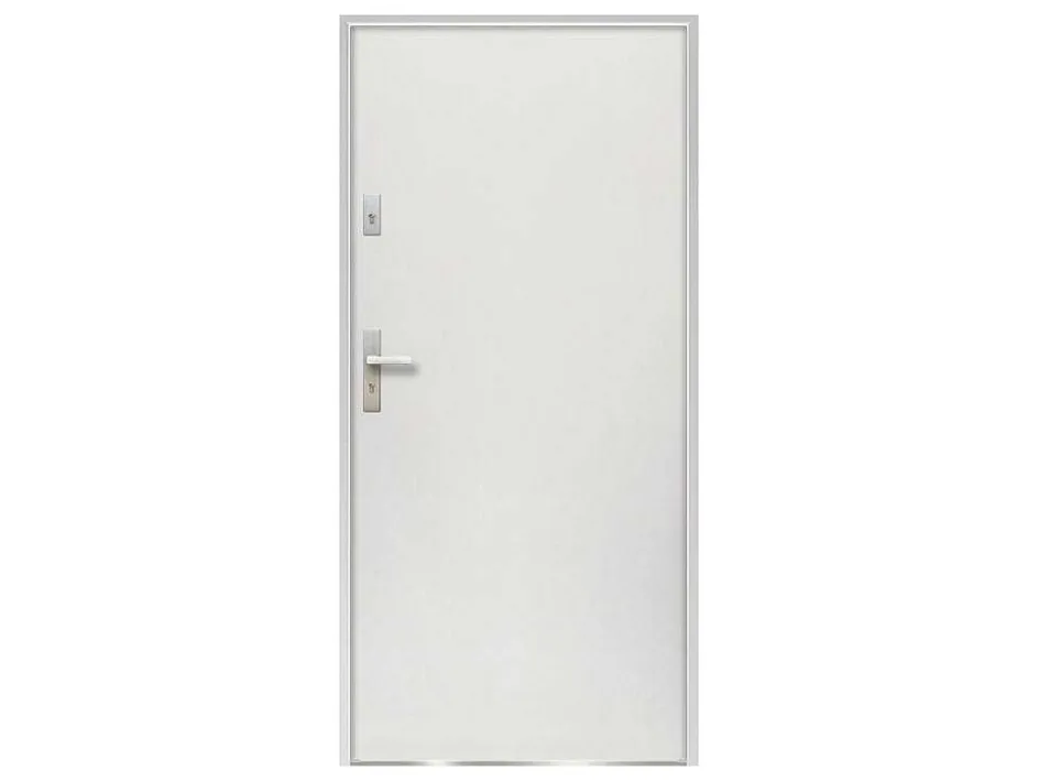 Vente-unique Voordeur-Deur Van Staal H.207 X B.100 Cm Wit - Links Duwen - Agueda