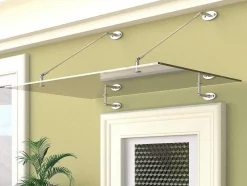 Vente-unique Luifel En Afdak-Deurluifel Van Roestvrij Staal 150 X 100 Cm Plat En Kantelbaar, Zilver - Rami