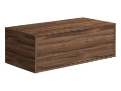 Vente-unique Badkamermeubel Met Enkele Wastafel-Donker Naturel En Wit Hangend Badkamermeubel Met Enkele Wastafel En Twee Lades - 94 Cm - Teana Ii