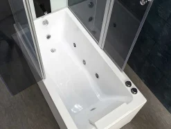 Shower & Design Douchecabine-Douche Bad Combinatie Met Massagestralen Daria Van Vertrekt Acrylglas - 75 X 150 X 215 Cm - 30 Micro Jets En 6 Grote Jets