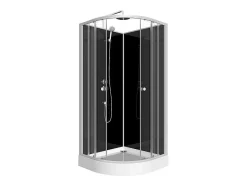 Shower & Design Douchecabine-Douchecabine In Kwartcirkel - Verstelbare Hoogte - Chroom En Zwart - L90 X B90 X H213/232 Cm - Pozali