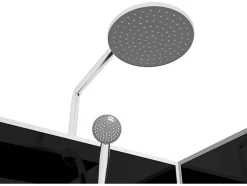 Shower & Design Douchecabine-Douchecabine In Kwartcirkel - Verstelbare Hoogte - Chroom En Zwart - L90 X B90 X H213/232 Cm - Pozali