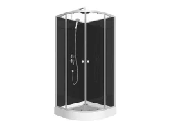 Shower & Design Douchecabine-Douchecabine In Kwartcirkel - Verstelbare Hoogte - Chroom En Zwart - L90 X B90 X H213/232 Cm - Pozali