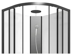 Shower & Design Douchecabine-Douchecabine Kwart Cirkel - Aanpasbare Hoogte - L80 X B80 X H213/232 Cm - Zwart En Wit - Rovata