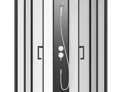 Shower & Design Douchecabine-Douchecabine Kwart Cirkel - Aanpasbare Hoogte - L80 X B80 X H213/232 Cm - Zwart En Wit - Rovata