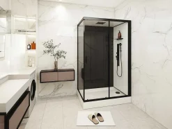 Shower & Design Douchecabine-Douchecabine Massagefunctie - Omkeerbare Installatie - L110 X B80 X H215 Cm - Fomira