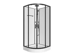 Shower & Design Douchecabine-Douchecabine Met Massagefunctie Van Bamboevezel - Mat Zwart - L80 X B80 X H225 Cm - Zalifa