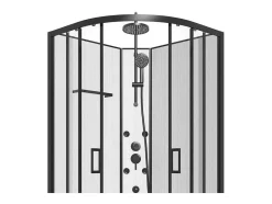 Shower & Design Douchecabine-Douchecabine Met Massagefunctie Van Bamboevezel - Mat Zwart - L80 X B80 X H225 Cm - Zalifa
