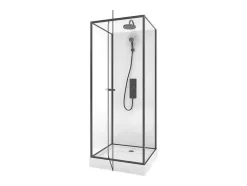 Shower & Design Douchecabine-Douchecabine Met Omkeerbare Plaatsingsrichting- Aanpasbare Hoogte - Matzwart - L80 X B80 X H213/232 Cm - Savito