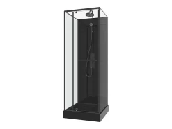 Shower & Design Douchecabine-Douchecabine Met Omkeerbare Plaatsingsrichting En Aanpasbare Hoogte - Zwart - L90 X B90 X H213/232 Cm - Damilu