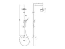 Shower & Design Douchekolom-Douchekolom Aita Van Mat Zwart Roestvrij Staal - 127 Cm