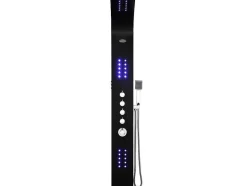 Shower & Design Douchekolom-Douchekolom Felicita Met Thermostaatkraan, Balneotherapie En Led-Verlichting - 20*165Cm - Zwart