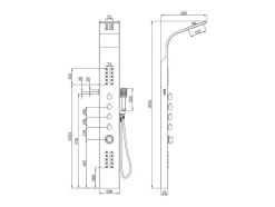 Shower & Design Douchekolom-Douchekolom Felicita Met Thermostaatkraan, Balneotherapie En Led-Verlichting - 20*165Cm - Zwart