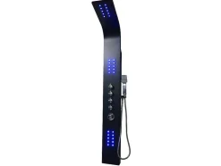Shower & Design Douchekolom-Douchekolom Felicita Met Thermostaatkraan, Balneotherapie En Led-Verlichting - 20*165Cm - Zwart