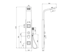 Shower & Design Douchekolom-Douchekolom Met Massagestralen Dalima - Tropische Regen - Bamboepaneel - 22 X 145Cm