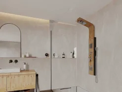 Shower & Design Douchekolom-Douchekolom Met Massagestralen Dalima - Tropische Regen - Bamboepaneel - 22 X 145Cm