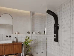Shower & Design Douchekolom-Douchekolom Met Massagestralen Kourbea - Zwart - 20 X 132 Cm