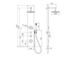 Shower & Design Douchekolom-Douchekolom Met Massagestralen Jubida - Zwart - 20*130 Cm
