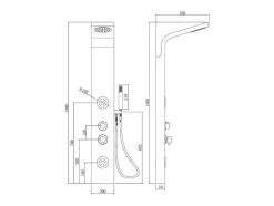 Shower & Design Douchekolom-Douchekolom Met Massagestralen Tissia, Tropische Regen En Paneel Van Bamboe - 20 X 140 Cm