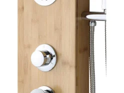 Shower & Design Douchekolom-Douchekolom Met Massagestralen Tissia, Tropische Regen En Paneel Van Bamboe - 20 X 140 Cm