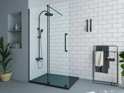 Shower & Design Douchewand-Douchescherm In Industriele Stijl Van Matzwart Metaal - 120 X 200 Cm - Yorem