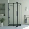 Shower & Design Douchewand-Douchewand Met Draaideur, Mat Zwart, Industriele Stijl - 120 X 80 X 195 Cm - Toroni