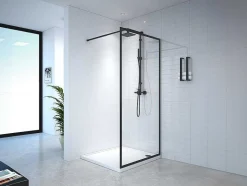 Shower & Design Douchewand-Douchewand Voor Inloopdouche 100 X 200 Cm Matzwart Gehard Glas Amberi