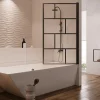 Shower & Design Badscherm-Draaibaar Badscherm Met Industriele Stijl - 80 X 140 Cm - Mat Zwart - Glas - Rivanon