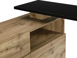 Vente-unique Barmeubel-Draaibaar Barmeubel Eldir - 2 Deuren, 1 Lade En 1 Nis - Mdf - Eiken & Zwart