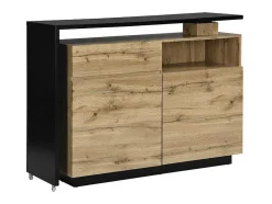 Vente-unique Barmeubel-Draaibaar Barmeubel Eldir - 2 Deuren, 1 Lade En 1 Nis - Mdf - Eiken & Zwart