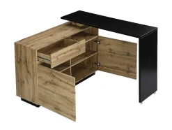 Vente-unique Barmeubel-Draaibaar Barmeubel Eldir - 2 Deuren, 1 Lade En 1 Nis - Mdf - Eiken & Zwart