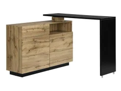 Vente-unique Barmeubel-Draaibaar Barmeubel Eldir - 2 Deuren, 1 Lade En 1 Nis - Mdf - Eiken & Zwart