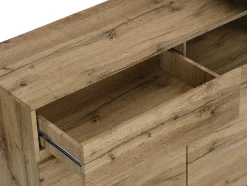 Vente-unique Barmeubel-Draaibaar Barmeubel Eldir - 2 Deuren, 1 Lade En 1 Nis - Mdf - Eiken & Zwart