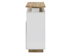 Vente-unique Barmeubel-Draaibaar Barmeubel Eldir- 2 Deuren, 1 Lade En 1 Nis - Mdf - Witgelakt & Eiken