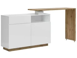 Vente-unique Barmeubel-Draaibaar Barmeubel Eldir- 2 Deuren, 1 Lade En 1 Nis - Mdf - Witgelakt & Eiken