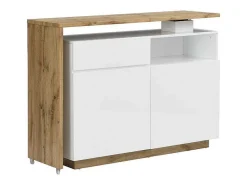 Vente-unique Barmeubel-Draaibaar Barmeubel Eldir- 2 Deuren, 1 Lade En 1 Nis - Mdf - Witgelakt & Eiken
